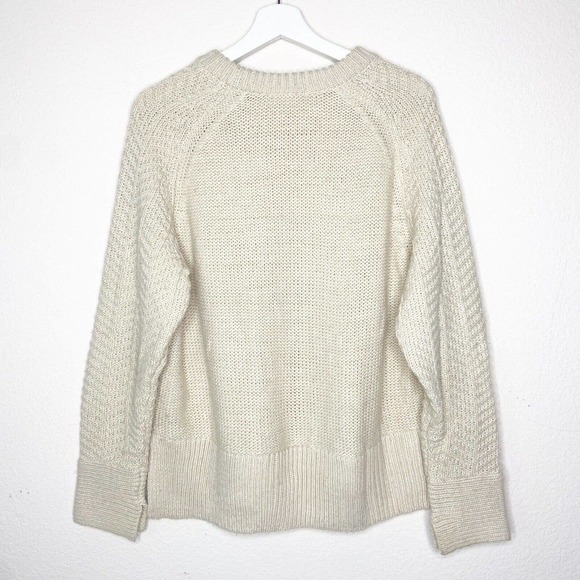 H&M Chunky Knit Slit Hem Slit Cuff Khaki Sweater M - Picture 6 of 9